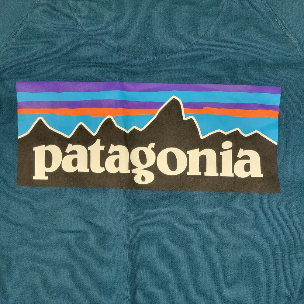 Patagonia Slim Fit Pullover Sweatshirt Mens Medium Teal Blue Crew Neck Cotton